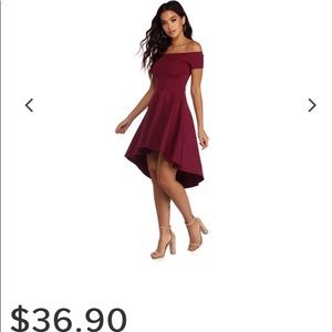 Burgundy high low skater dress
